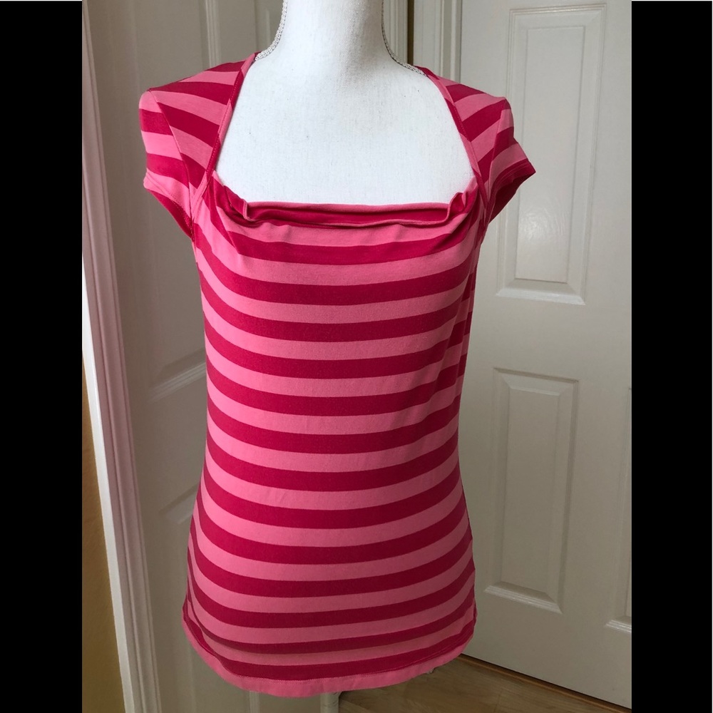 Ela Moss Pink Striped Stretch Top